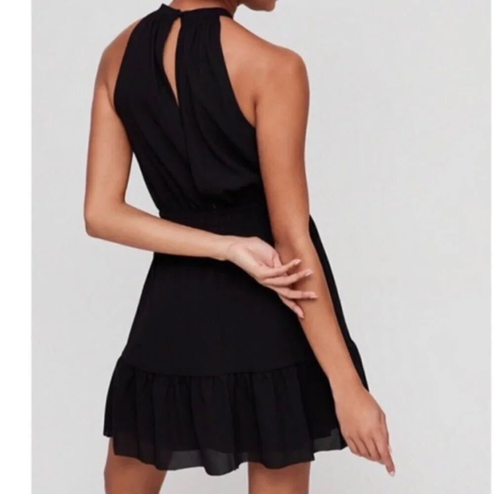 Aritzia Wilfred Effet Halter Ruffle Dress Black Size XS